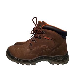 Hytest Brown Leather Lace-Up Waterproof Safety Toe Work Boots Men's Size 10.5W
